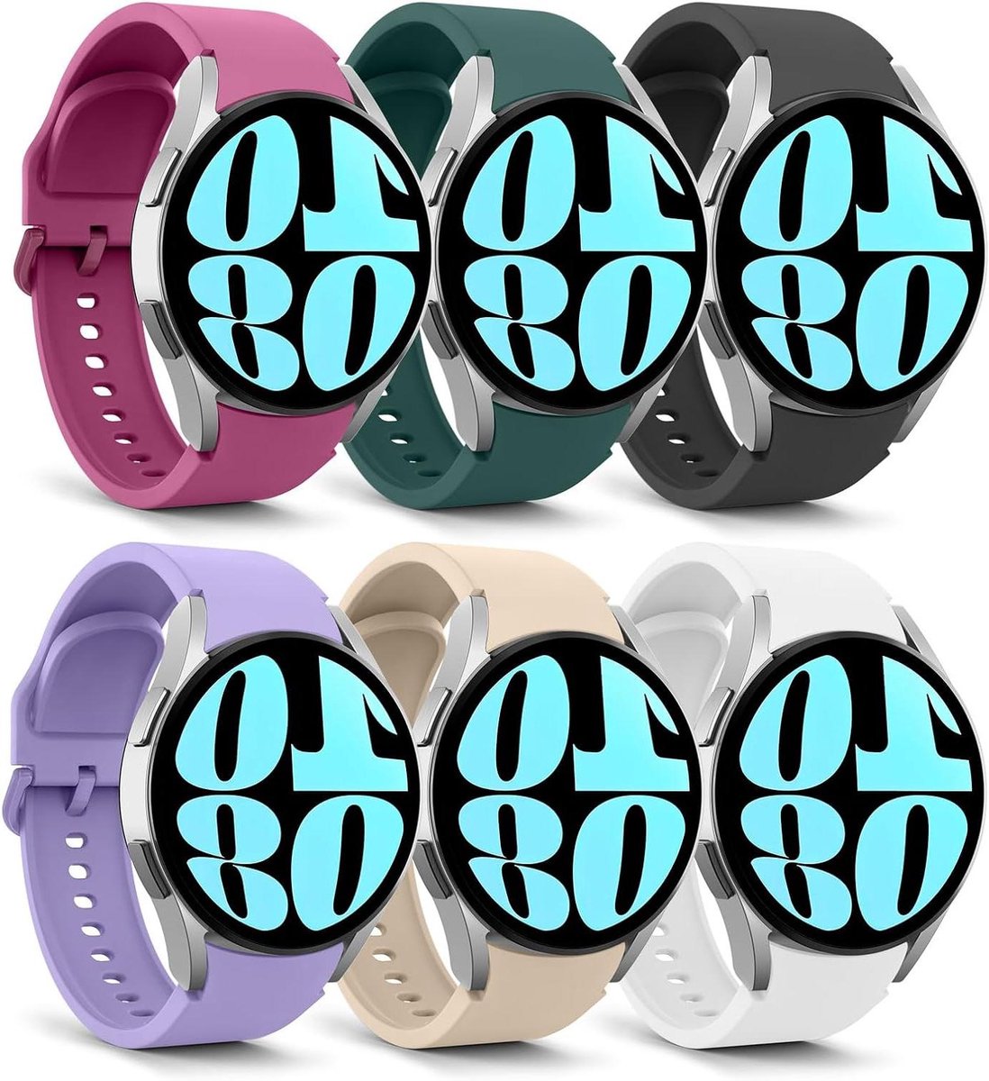 Siliconen Reservearmband voor Smartwatch 40 mm, 44 mm, 43 mm, 47 mm, 45 mm, 42 mm, 46 mm - Meerkleurig, Compatibel met Verschillende Modellen