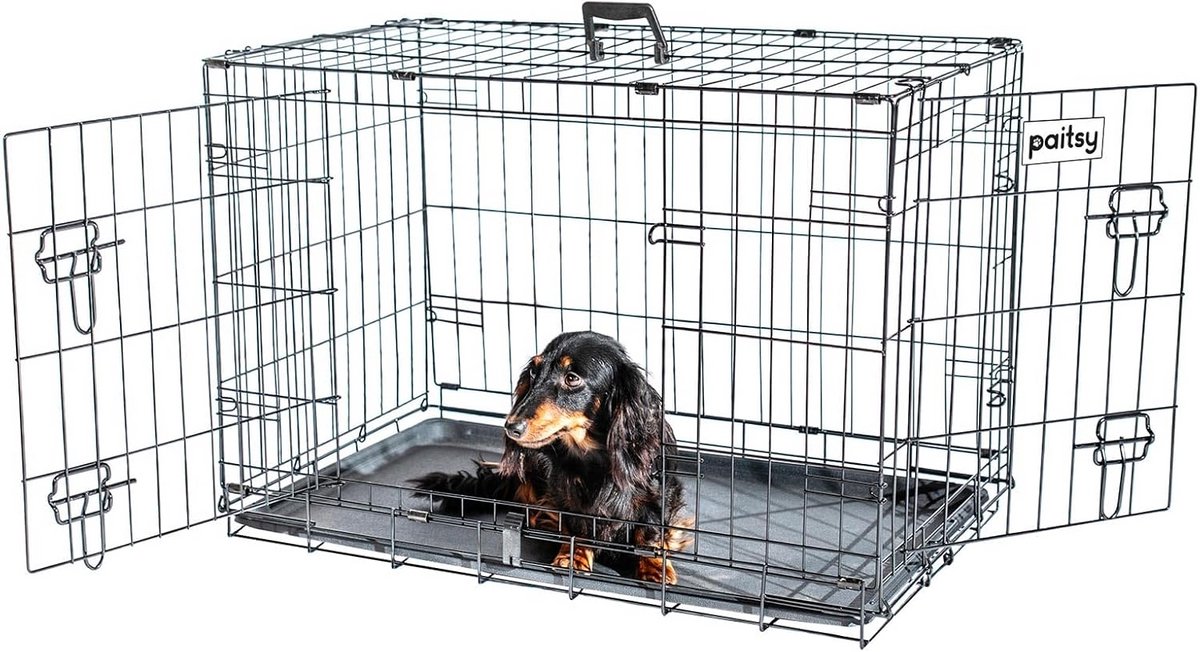 Opvouwbare Hondentransportbox met 2 Deuren en Dienblad - Reiskrat voor Honden en Puppy's (75x47x54 cm)