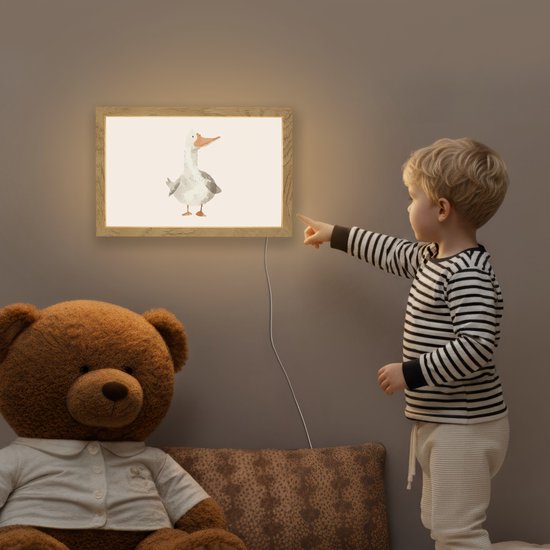 Nachtlampje 30x20 cm - Kinder lampje - Gans - Eend - Boerderij - Dieren - Tafellamp kinderkamer - Slaapkamer lamp - Bedlamp kinderen - Kinderlampje stopcontact - Wandlamp babykamer - Nachtlampjes van Merkloos — afbeelding 5