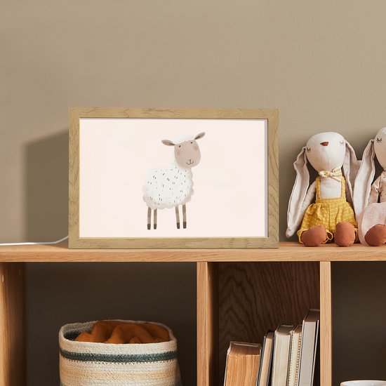 Nachtlampje 30x20 cm - Kinder lampje - Schaap - Boerderij dier - Dieren - Tafellamp kinderkamer - Slaapkamer lamp - Bedlamp kinderen - Kinderlampje stopcontact - Wandlamp babykamer - Nachtlampjes van OnlyWow — afbeelding 3