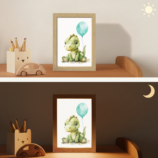 Nachtlampje 15x20 cm - Kinder lamp - Draak - Baby dier - Blauwe ballon - Tafellamp kinderkamer - Slaapkamer lamp - Bedlamp kinderen - Kinderlampje stopcontact - Wandlamp babykamer - Nachtlampjes van Merkloos — afbeelding 4