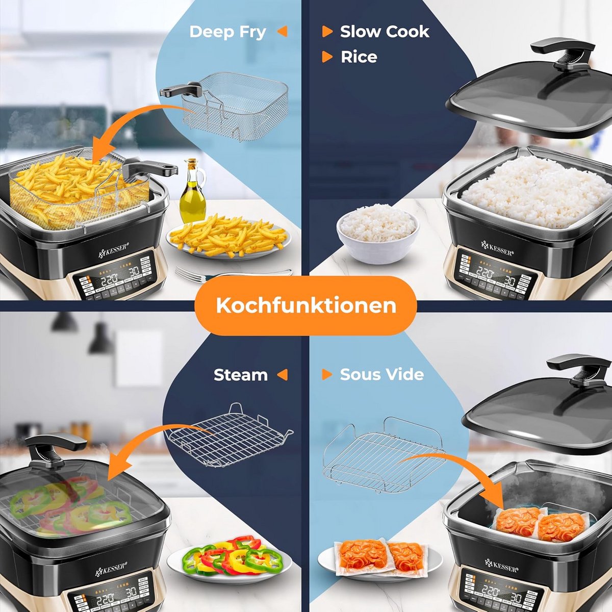 Multifunctionele 8L Slowcooker met 16 Kookprogramma's - afbeelding 2