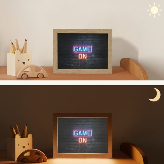 Nachtlampje 20x15 cm - Kinder lamp - Game on - Neon - Muur - Tafellamp kinderkamer - Slaapkamer lamp - Bedlamp kinderen - Kinderlampje stopcontact - Wandlamp babykamer - Nachtlampjes van Merkloos — afbeelding 4