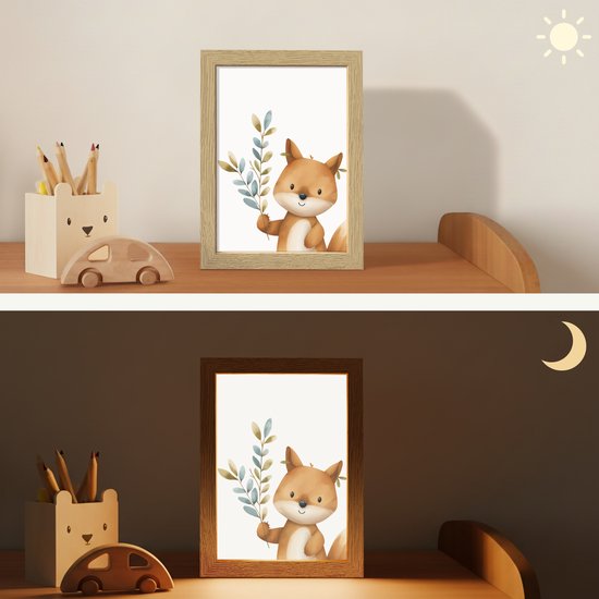 Nachtlampje 15x20 cm - Kinder lamp - Vos - Dier - Bosdieren - Tafellamp kinderkamer - Slaapkamer lamp - Bedlamp kinderen - Kinderlampje stopcontact - Wandlamp babykamer - Nachtlampjes van Merkloos — afbeelding 4