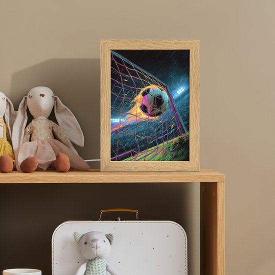 Nachtlampje 15x20 cm - Kinder lampje - Goal - Voetbal - Vuur - Stadion - Tafellamp kinderkamer - Slaapkamer lamp - Bedlamp kinderen - Kinderlampje stopcontact - Wandlamp babykamer - Nachtlampjes van OnlyWow — afbeelding 3