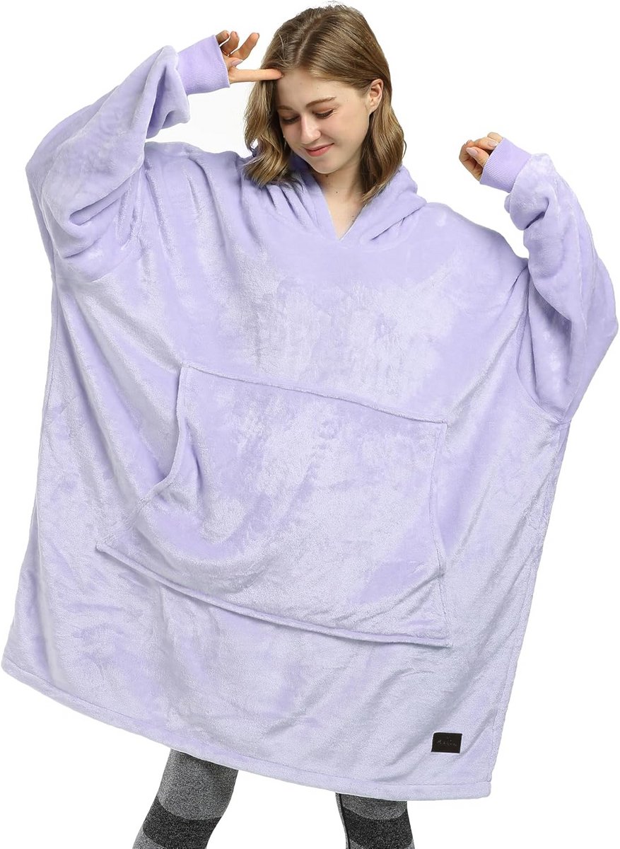 Extra Warme Fleece Hoodie Deken voor Volwassenen en Kinderen - Oversized Draagbare Comfortabele Trui met Zak