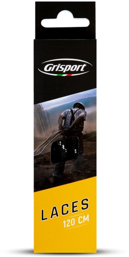 Grisport verpakking voor veters, 120 cm, met afbeelding van werknemer.