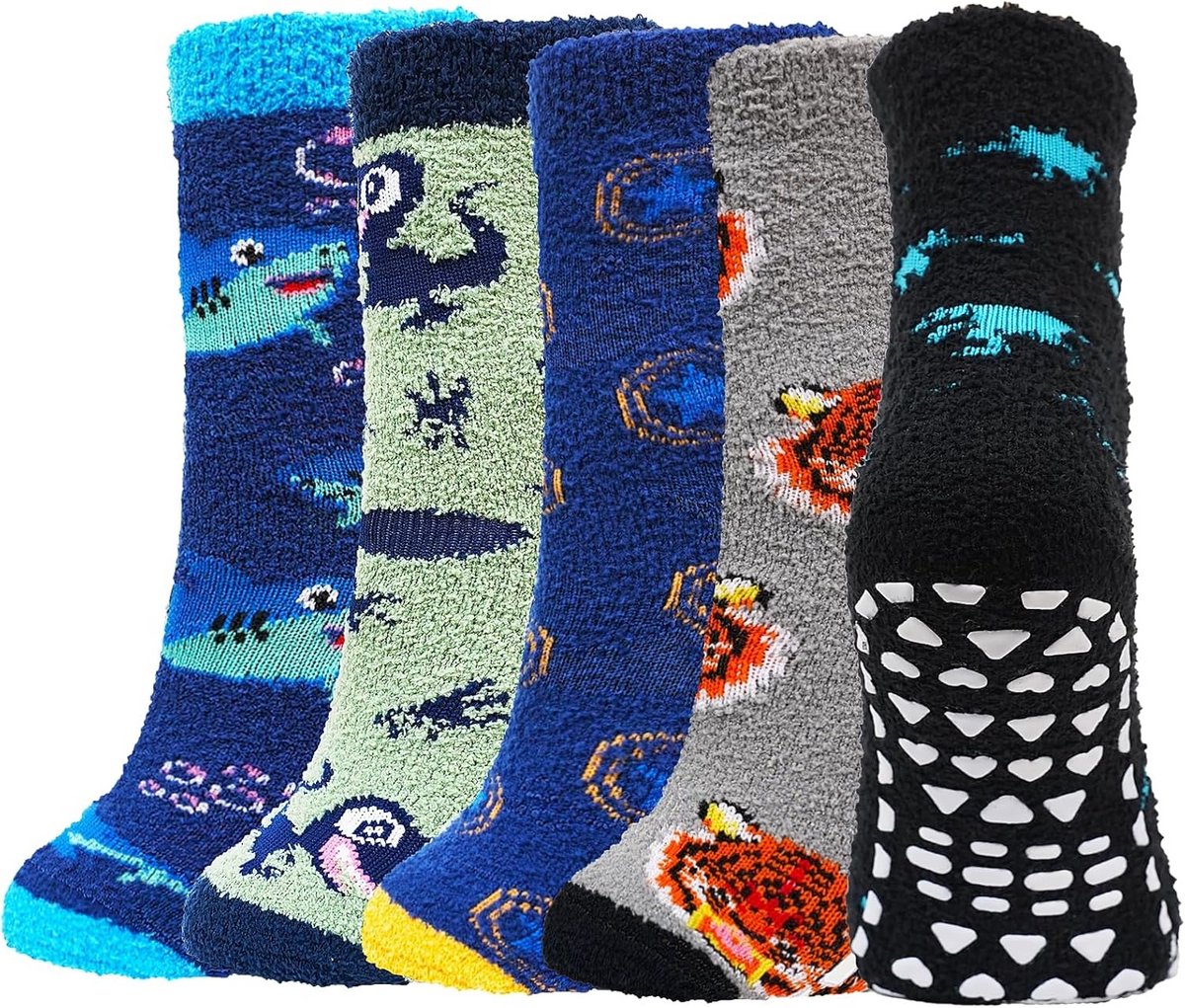 Warme Pluche Sokken voor Meisjes - Antislip Thermische Pantoffelsokken - Zachte Wintersokken, Cadeau (5 Paar)