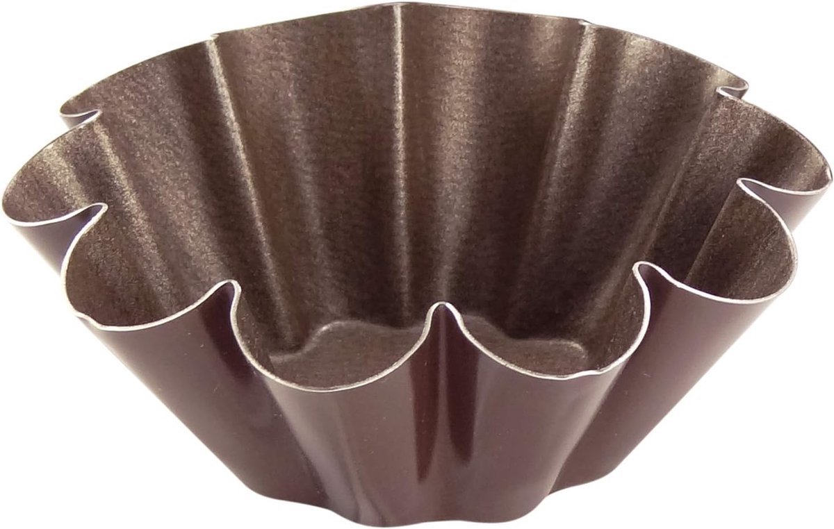 Stunq® Doos met 6 bakvormen minibrioches platte bodem antiaanbaklaag 8 cm
