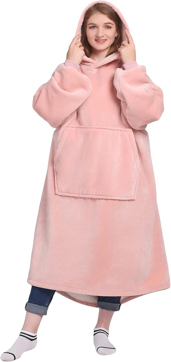 Comfortabele Draagbare Deken Hoodie met Sherpa Voering voor Volwassenen