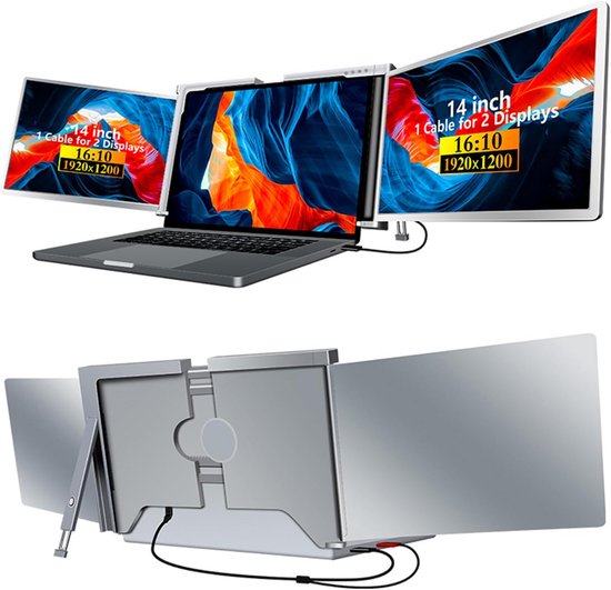 Pvc Monitor Extender Draagbare Triple Monitor Extender voor Laptops 15-17.3 inch - FHD IPS ...