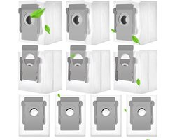 Tien stofzuigerzakken geschikt voor de iRobot Roomba i7, i7+, i7Plus, i8, i8+, i3, i3+, i4, i4+, i6, i6+, j7, j7+, s9, s9+ en s9Plus. Vervangende stofzak voor het reinigingsstation van de iRobot robotstofzuigers.