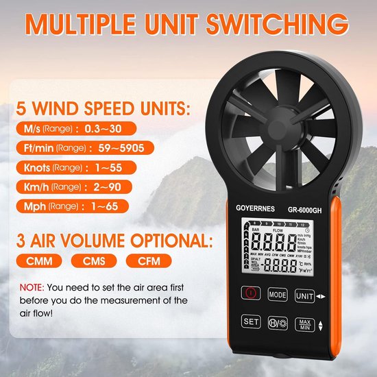 Handheld Windmeter Digitale Anemometer INFURIDER YF 866b Windsnelheidsmeter Windsnelheid Windtemperatuur