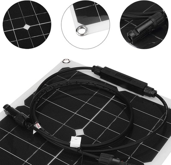 DERUXI 50W Zonnepaneel 12V Kit: 2x 25 W Monokristallijn Fotovoltaïsch Zonnepaneel met 10A Laadregelaar, 2 Stuks Verlengkabel en 2 Stuks Krokodillenklemmen voor Camping, Caravan, Boot