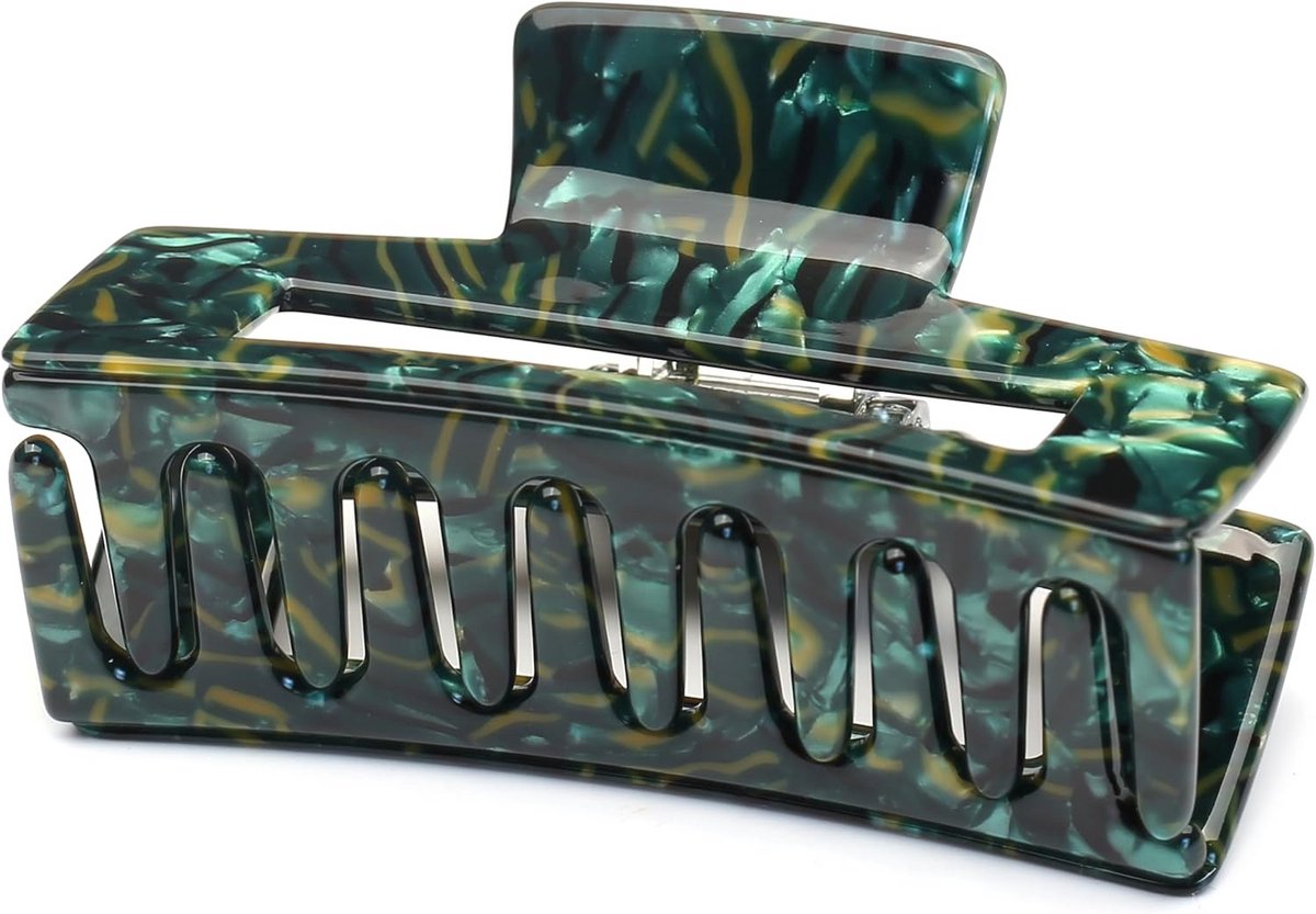 Middelgrote Haarklem voor Dik Haar, Elegante Haarklem Dames - 8x4 cm, Groen