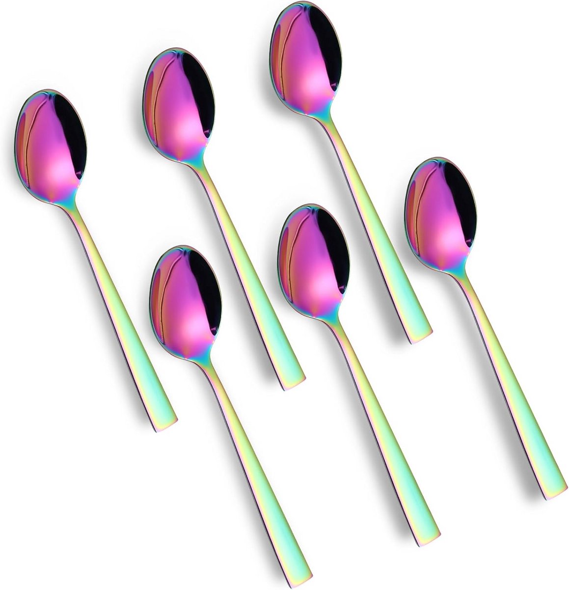 Set van 6 RVS Koffie Lepels en Theelepels - Dessertlepels met Gladde Rand - 14 cm - Vaatwasmachinebestendig