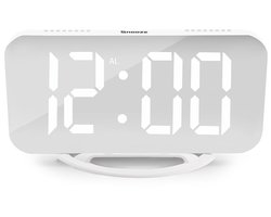 Luxime® - Digitale Wekker - Slaapkamer - Klok - Alarmklok - Energiezuinig - Wit