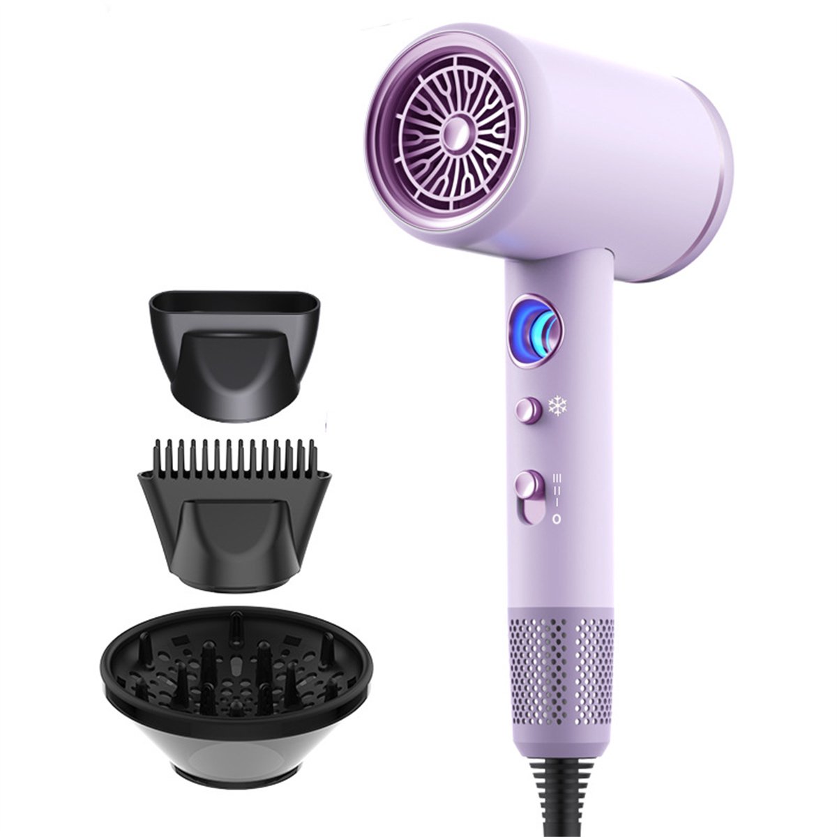 longziming -Professionele Ionen Haardroger 2400W – Krachtige Föhn met 3 Warmtestanden & 3 Snelheden – Inclusief 2 Concentreermondstukken + Diffuser
