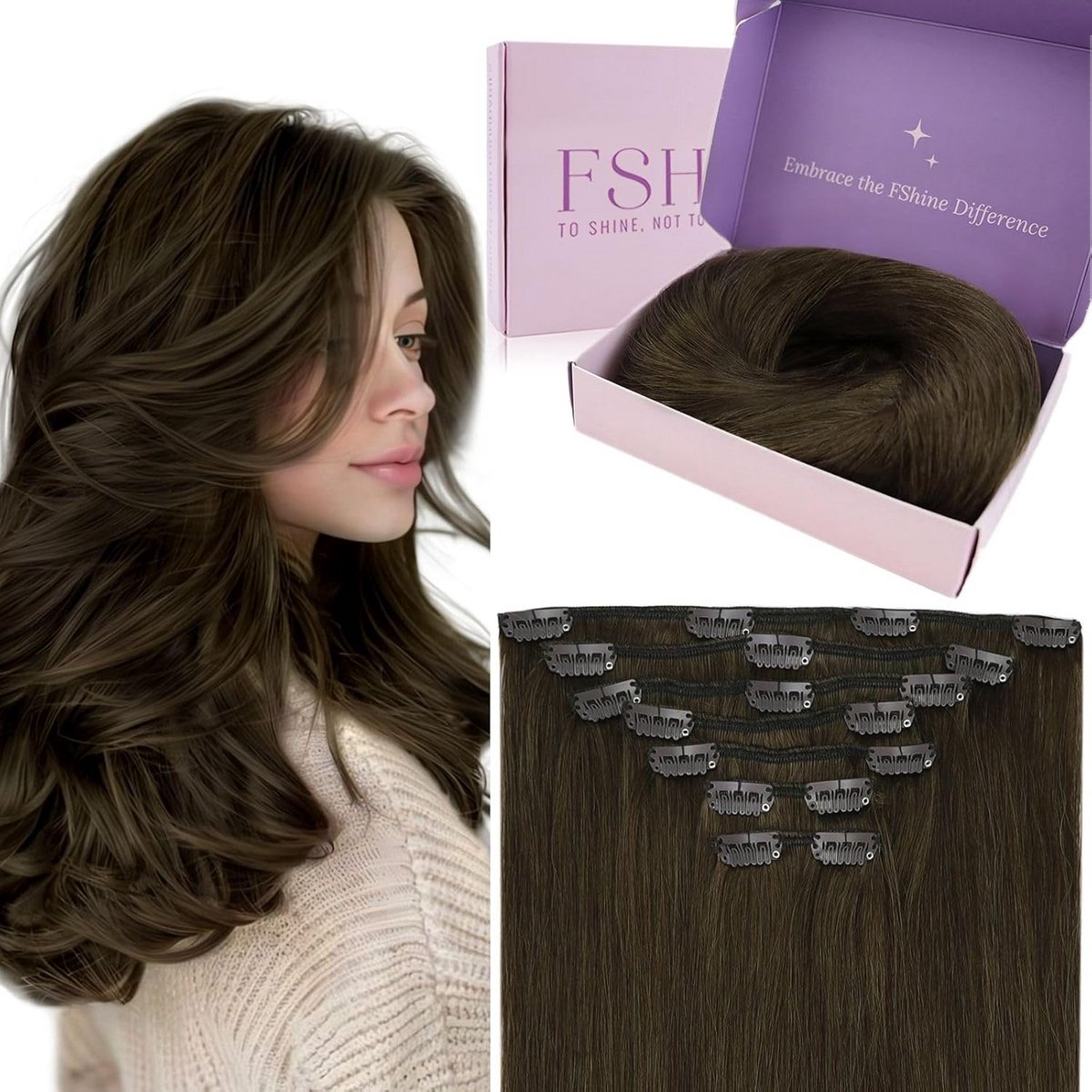 Clip-in haarverlenging van echt haar, snel en gemakkelijk meer volume