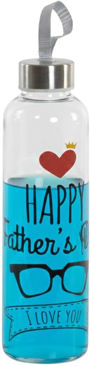 Glazen drinkfles Happy Fathers day 550 ml - Vaderdag cadeau - Waterflessen