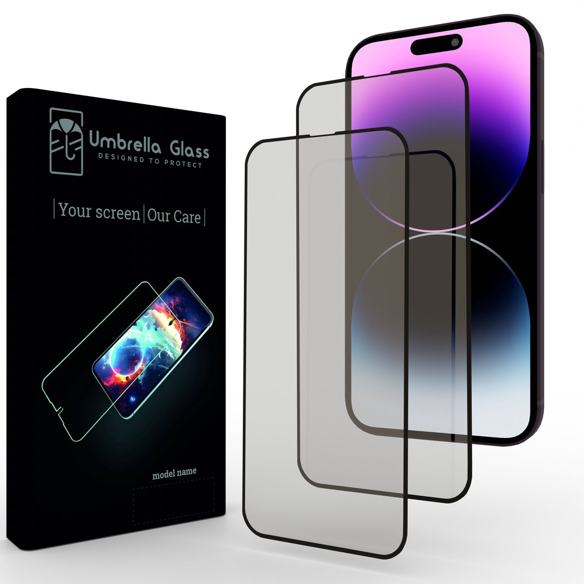 Screenprotector Glas - Geschikt voor iPhone 14 Pro - 2.5D Full Cover | Umbrella Glass