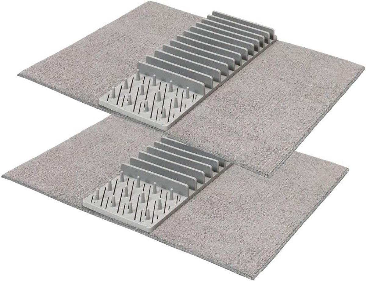 Opvouwbaar Afdruiprek Set (2 stuks) - Droogrek voor Servies en Keukenmat