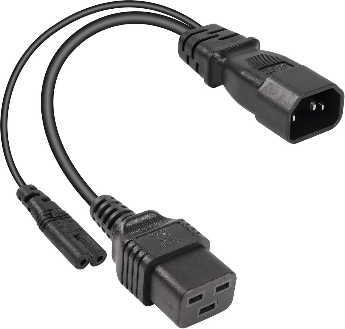 Y-Splitter Stroomkabel C14 naar C7 en C19 - 30cm AC Conversiekabel