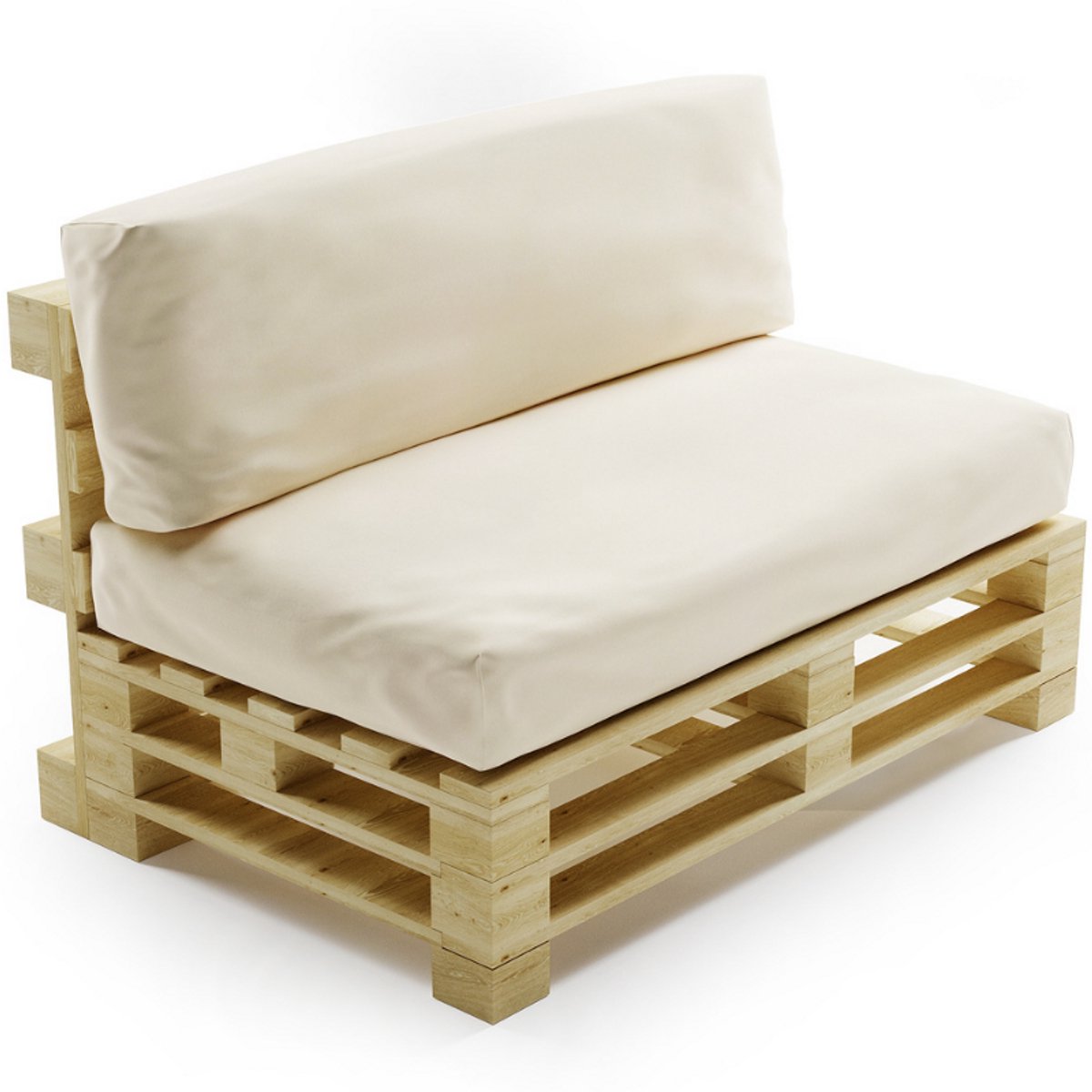 Bananair - Palletkussens Set - Afneembare hoes - Waterbestendig - Tuinkussens voor Palletbank - 1x Zitkussen 120x80x15 cm & 1x Rugkussen 120x40x15 cm - Beige