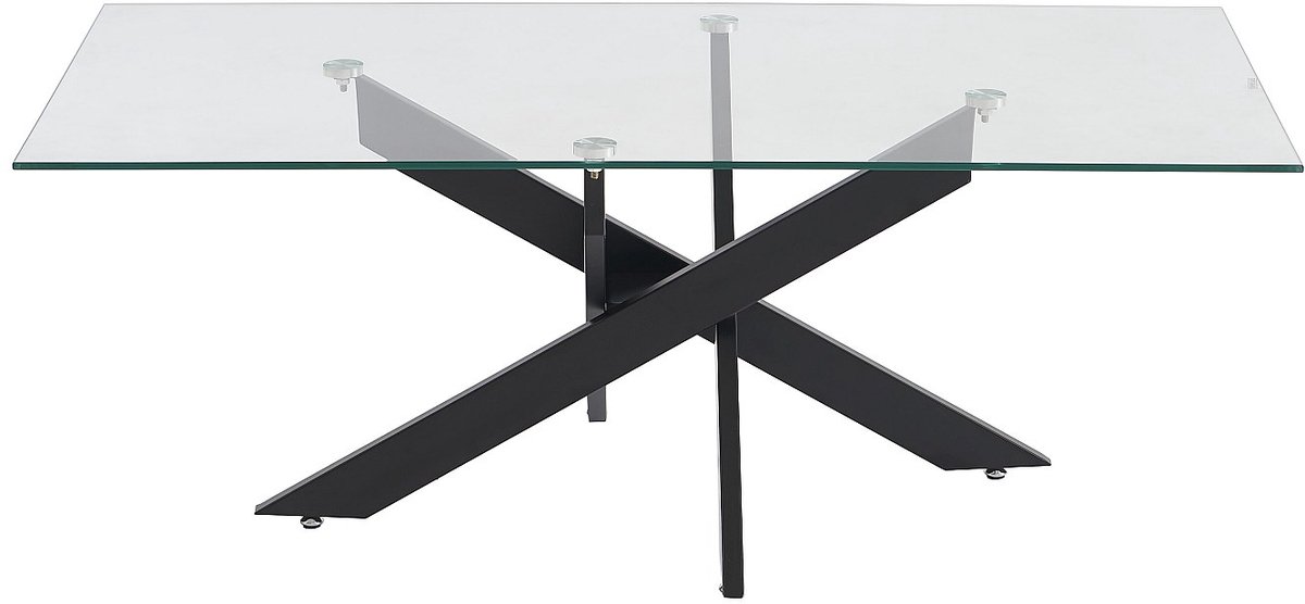 Vente-unique Salontafel van gehard glas en zwart metaal - Transparant - COSIMA
