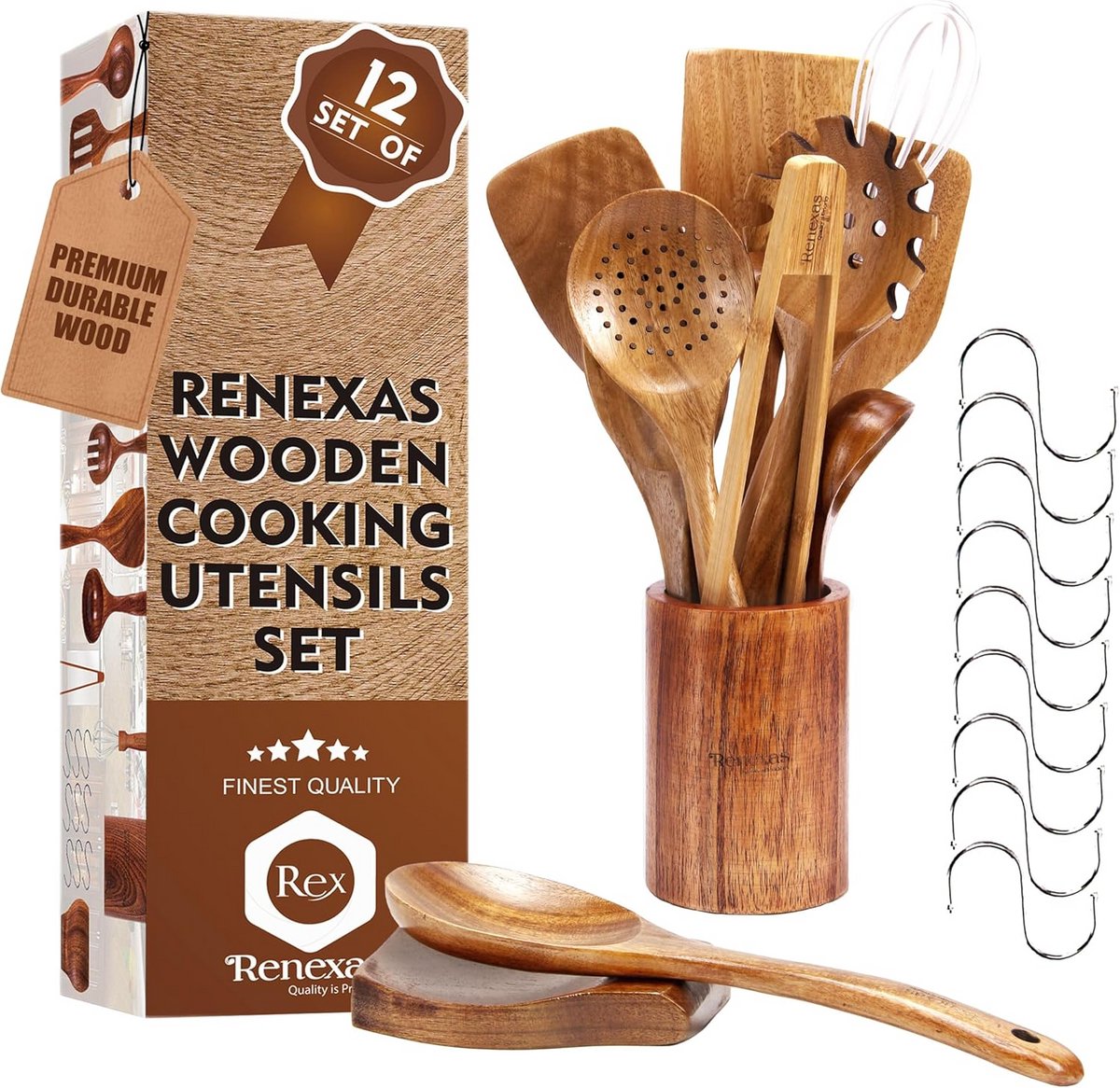Houten Kooklepels Set 12-Delig - Spatels en Keukengerei van Natuurlijk Hout