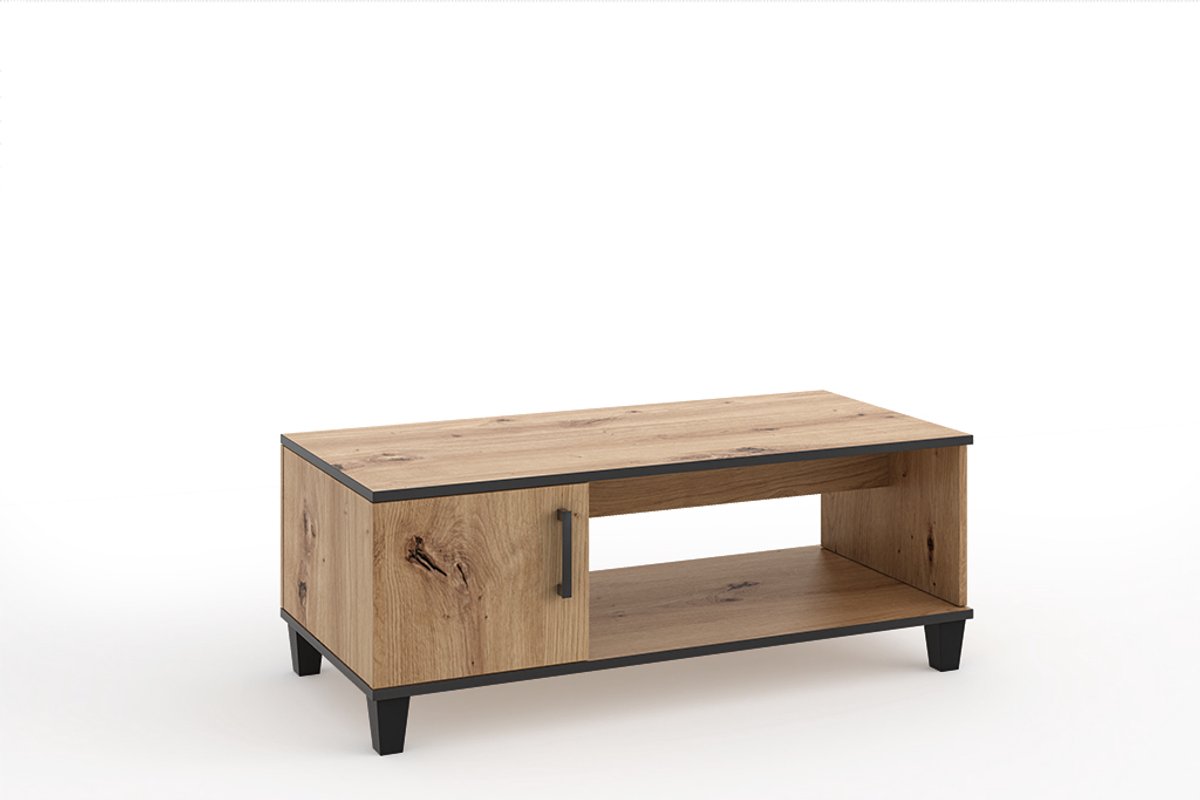 Margaret Hadas24 Salontafel Vanessa Salontafel Woonkamertafel Woonkamer met scharnierende deur (eiken Artisan en zwart)