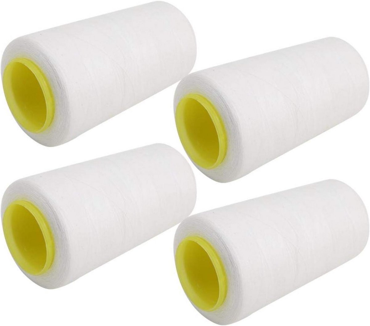 4 Sterke Polyester Naaigaren Spoelen 8000 Meter Wit Voor Naaimachine