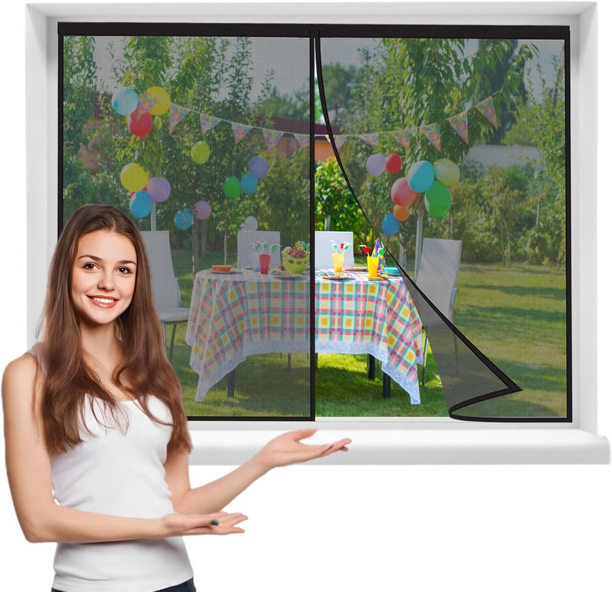 Hor voor Deur (60x140cm) - Magnetisch Vliegengordijn voor Ramen en Deuren - Insectenwerend en Ventilatie