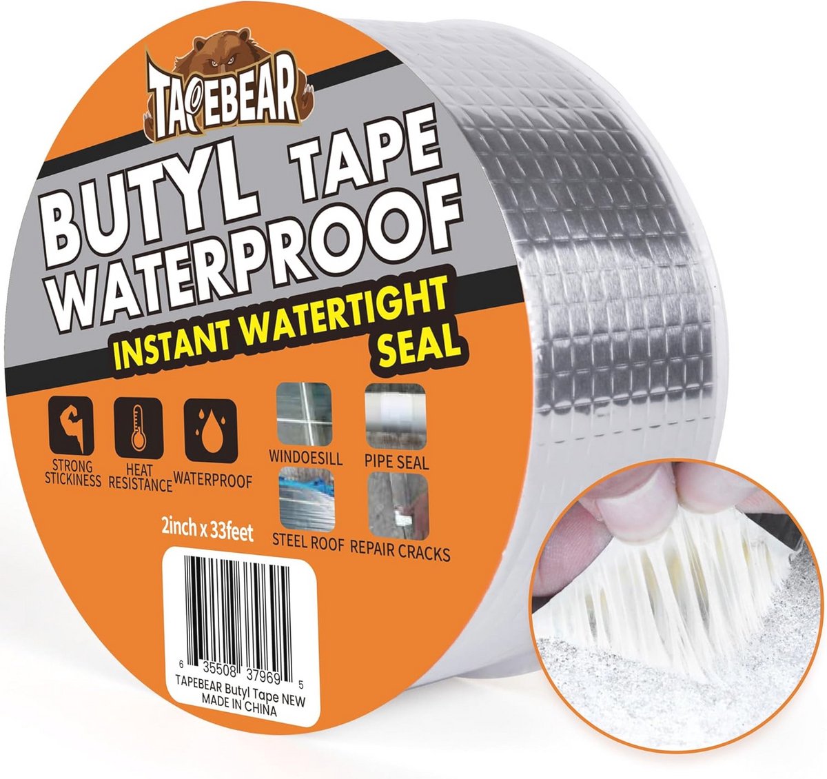 Waterdichte Butyl Tape 2 inch x 33 voet voor Dakreparatie, Boot- en Pijpenafdichting