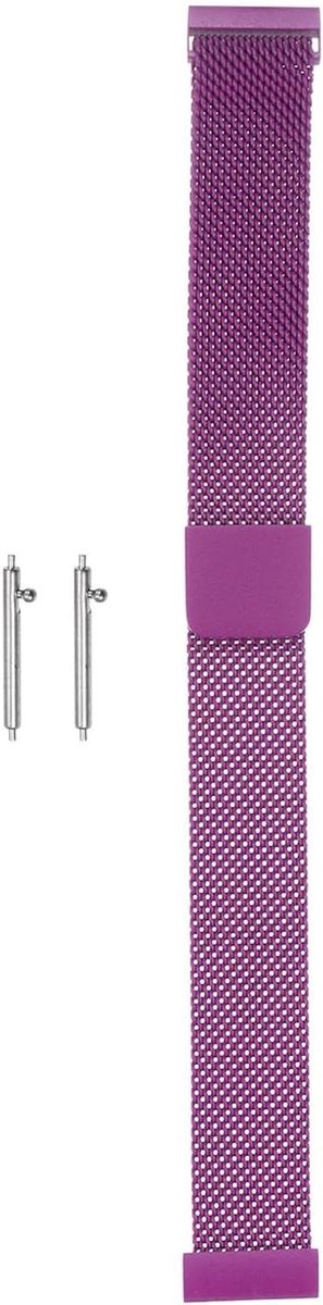 E-Ambar - roestvrije mesh horlogeband 14 mm, snelwissel, magnetische sluiting, unisex - paars.