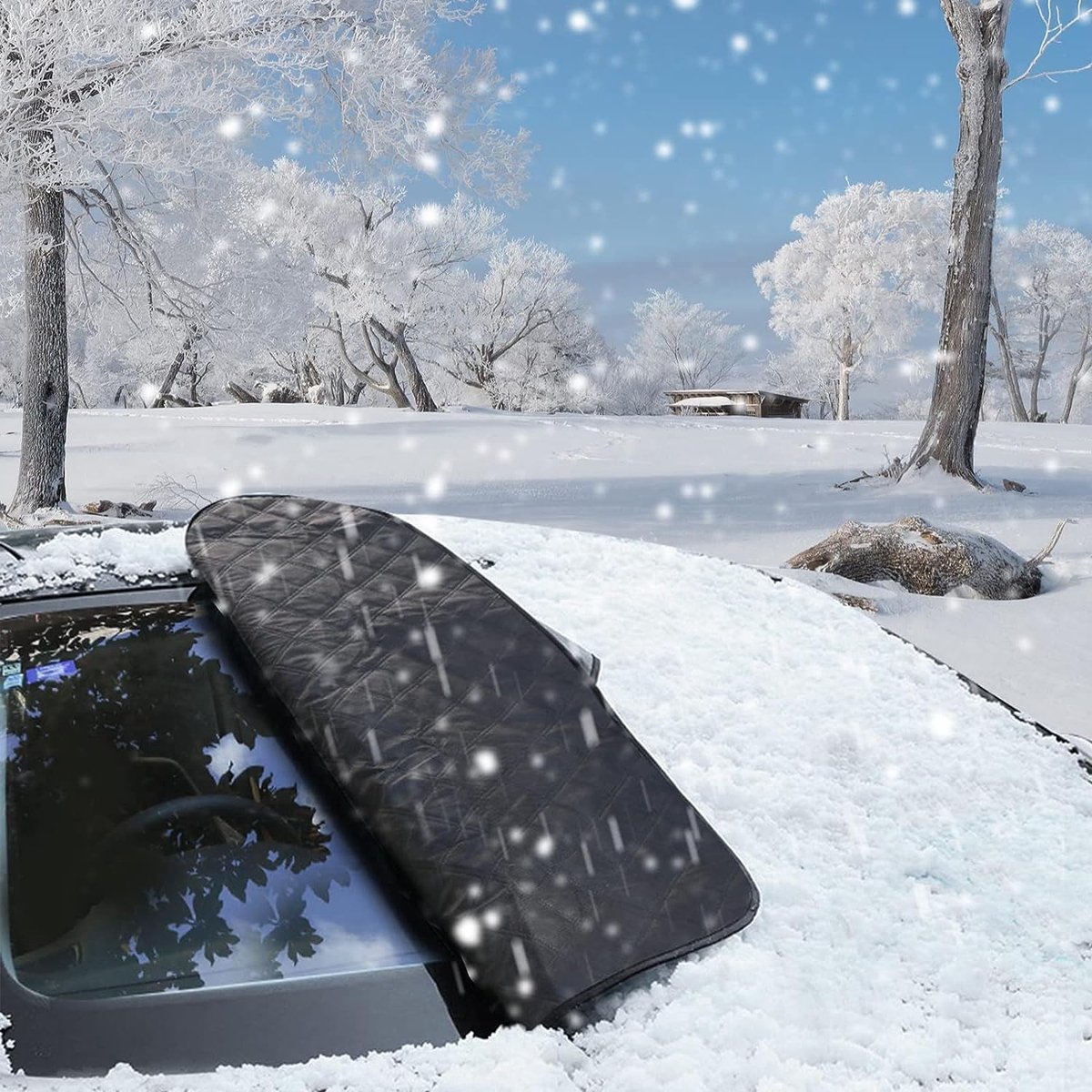 Voorruitafdekking Voor Alle Seizoenen – 230 X 145 Cm – 4-laags – Beschermt Tegen Sneeuw, Ijs, Zon En Stof – Met Winddichte Banden – Eenvoudig Te Monteren