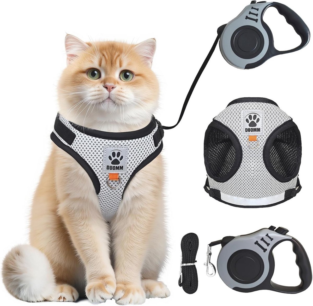 Kattenharnas met Riem - Ontsnappingsbestendig en Verstelbaar voor Katten en Kleine Honden - Ideaal voor Buiten avonturen