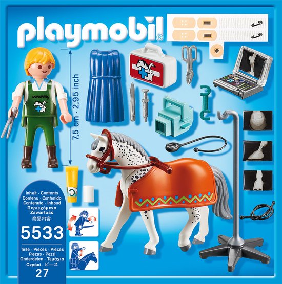 Radioloog met Appaloosa / Vétérinaire avec cheval et appareil de radiologie
