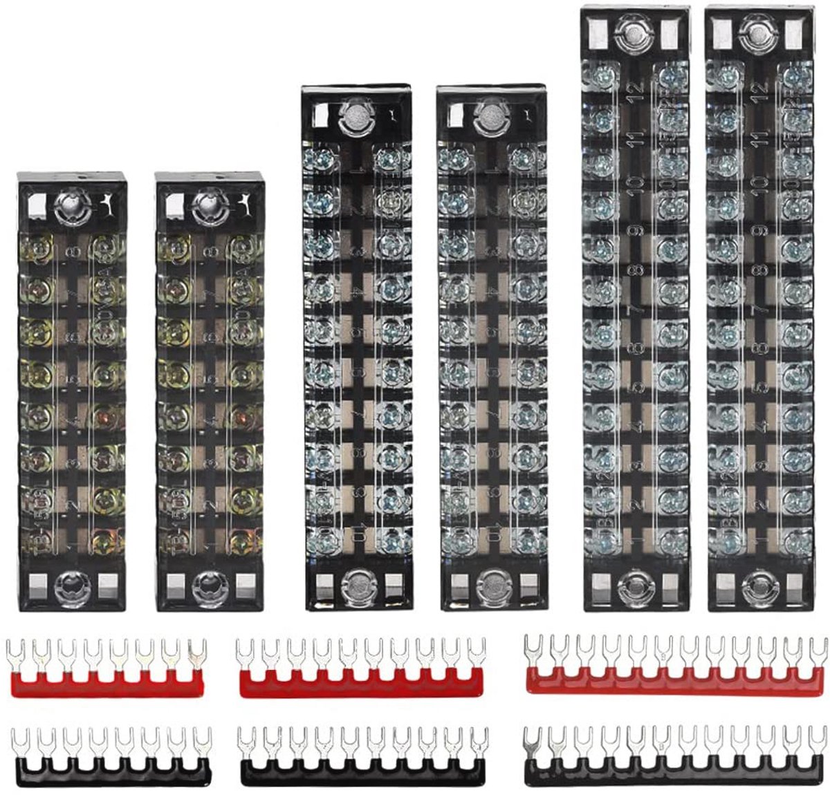 Klemmenblok en aansluitstrip 6 sets 8/10/12 posities 600V 15A met Jumpers