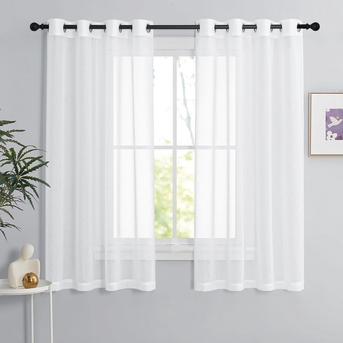 Transparante Vitragegordijnen voor Woonkamer en Slaapkamer - 140x160cm - Wit