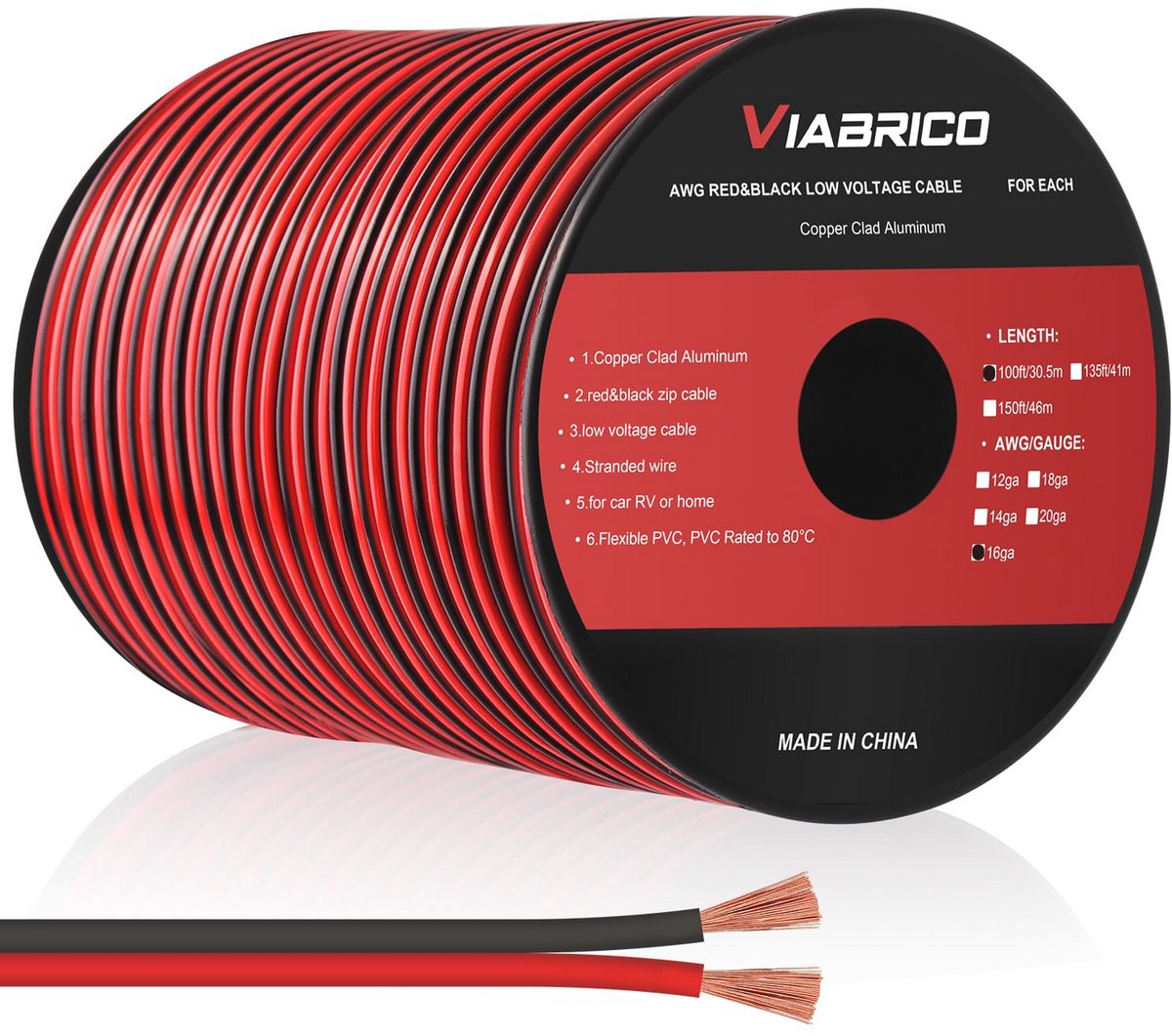 30 meter 16 AWG 2 x 1,5 mm² elektrische draad - flexibele 2 aderige stroomkabel voor 5V/12V/24V toepassing