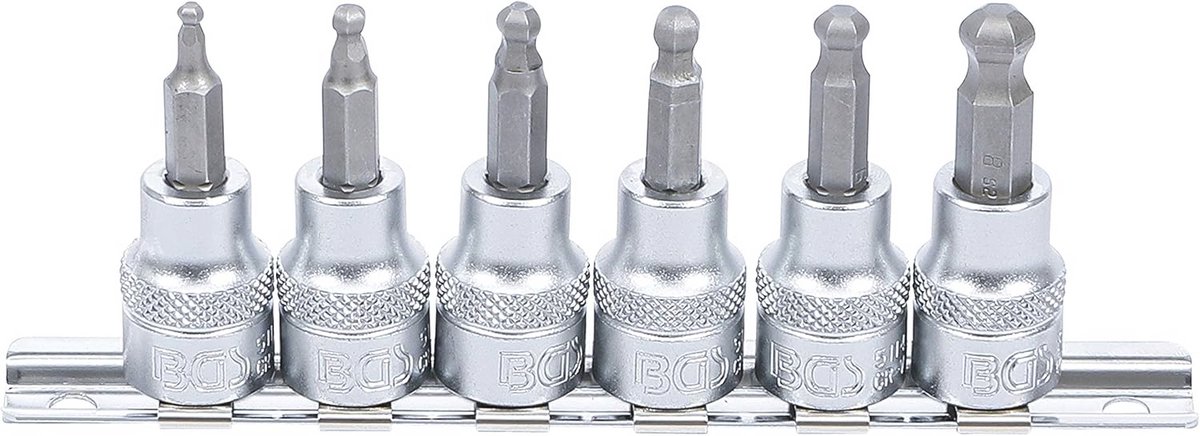 Dopsleutelbitset 10 mm binnenzeskant met kogelkop - 6-delig