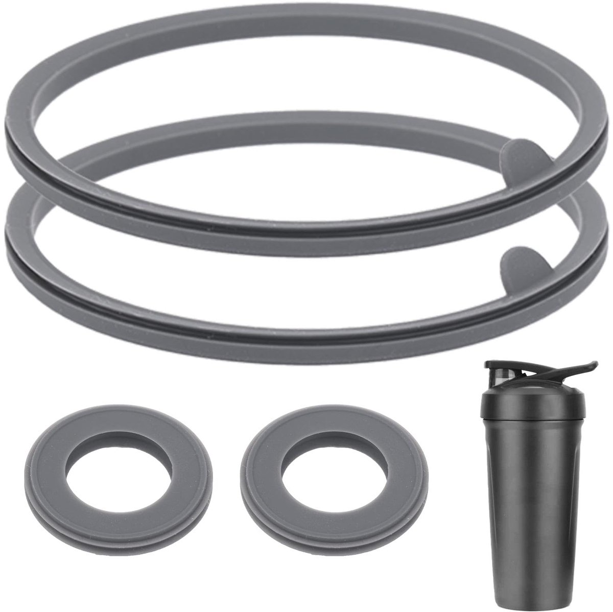 4 stuks vervangende pakking voor Blenderbottle Strada Flip Shaker Cup, 2 maten Siliconen dekselpakking Accessoires Lekvrij voor Blenderbottle Strada Shaker 24oz & 28oz (grijs)