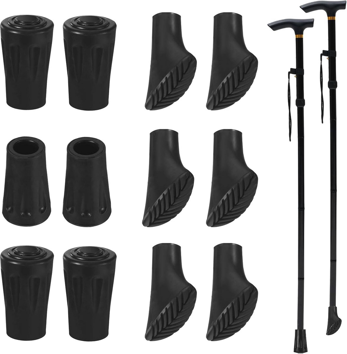 16 Stuks Antislip Rubber Buffers voor Wandelen – Reserveonderdelen voor Trekkingstokken met Schokdemping en Slijtvastheid