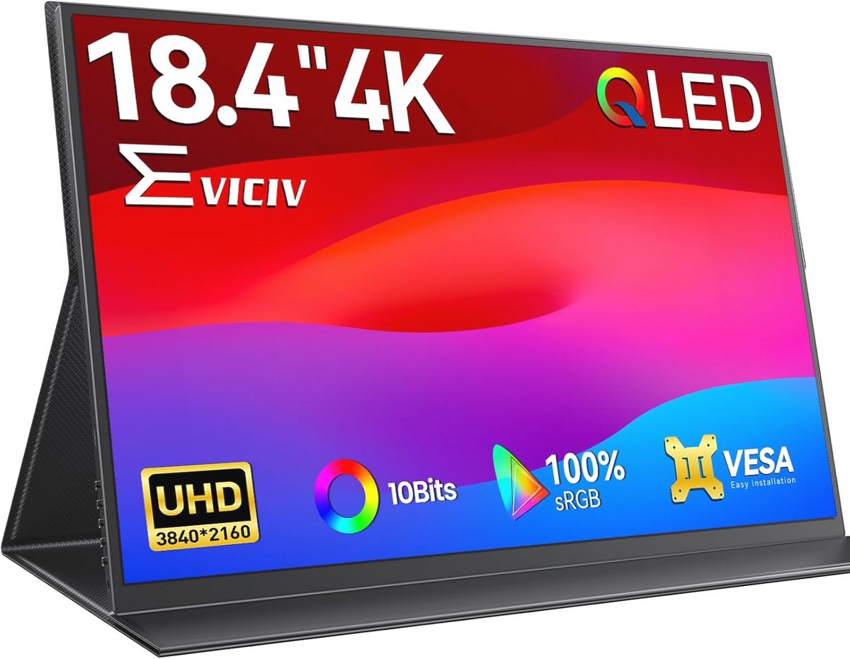 Draagbare Monitor 18.4 Inch 4K UHD IPS Scherm met USB C en Mini HDMI