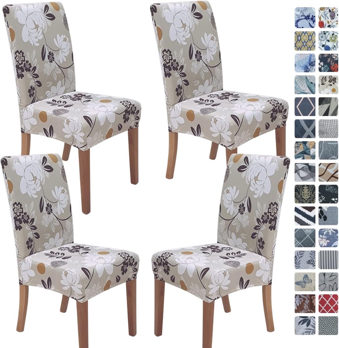 Stoelhoezen voor Eetkamerstoelen - Set van 4, Stretch, Wasbaar, Slipcovers voor Keuken en Feest