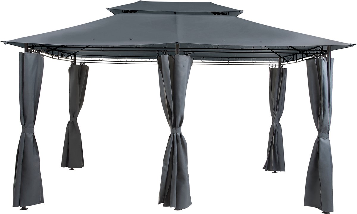 Beliani COLOS - tuinpaviljoen-Grijs-Staal
