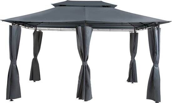 Beliani COLOS - Pavillon de jardin - Grijs - Acier
