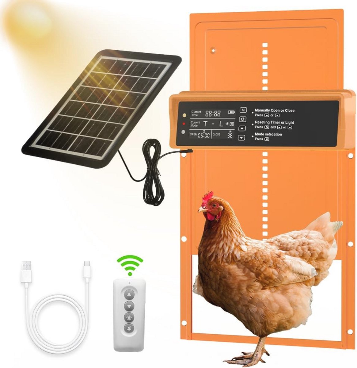Automatische energiezuinige Kippenhokdeur met Timer en Lichtsensor