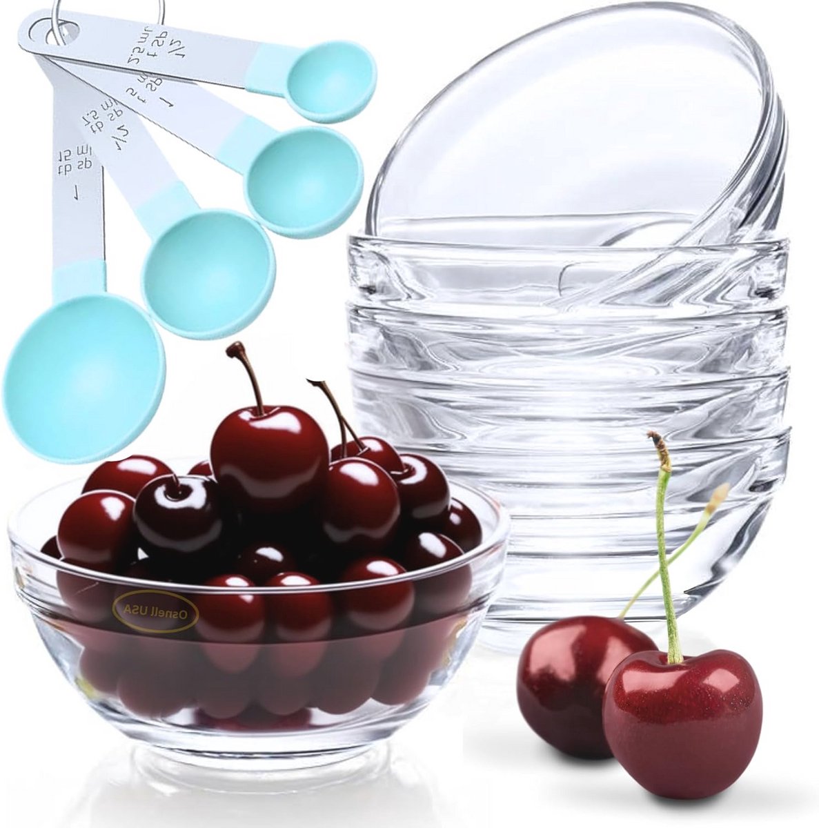 Kleine glazen kookkommen - Magnetronbestendig en stapelbaar, ideaal voor voorbereiding, dips en snacks - Set van 10